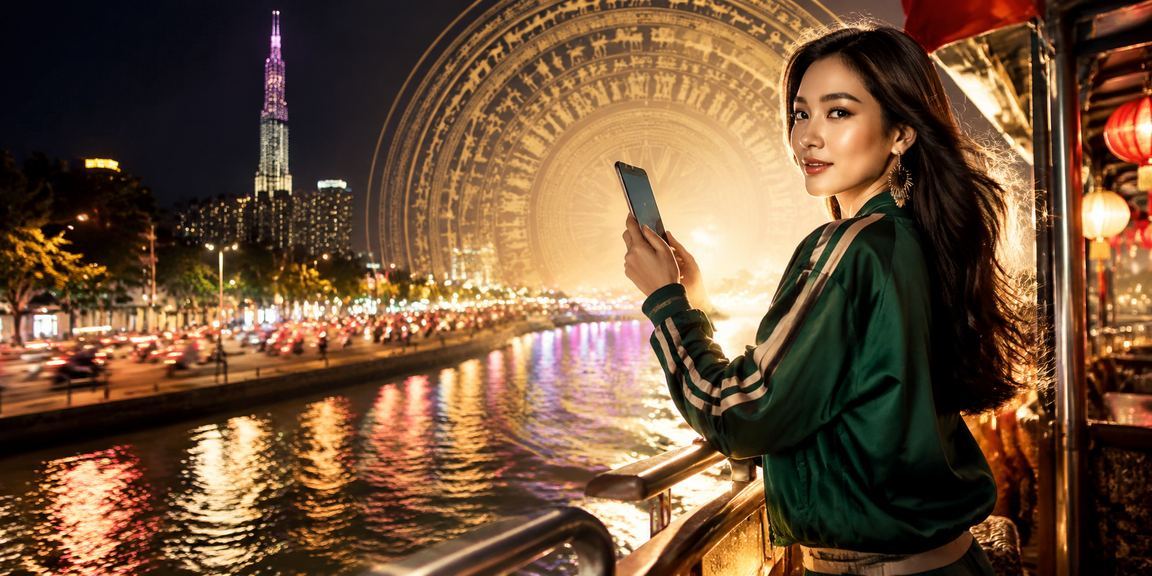 Người dùng tại lễ hội TP. Hồ Chí Minh đọc ưu đãi trò chơi bài